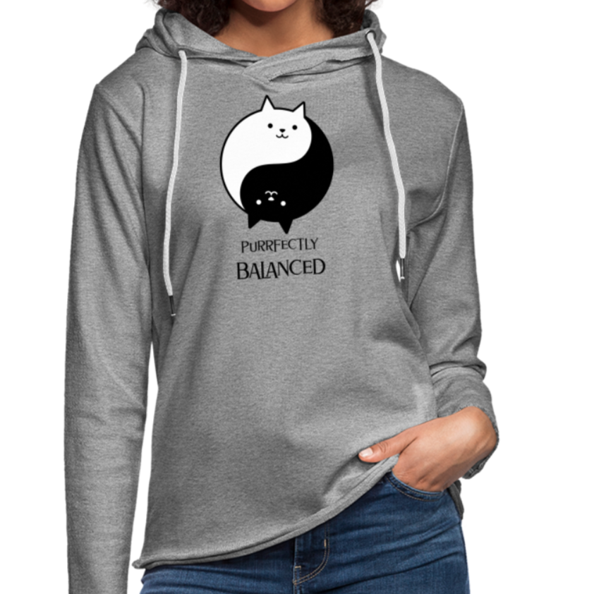 Purrfectly Balanced  Lightweight Terry Hoodie | Womens - heather gray