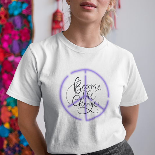Become the Change Peace Symbol T-Shirt | Womens